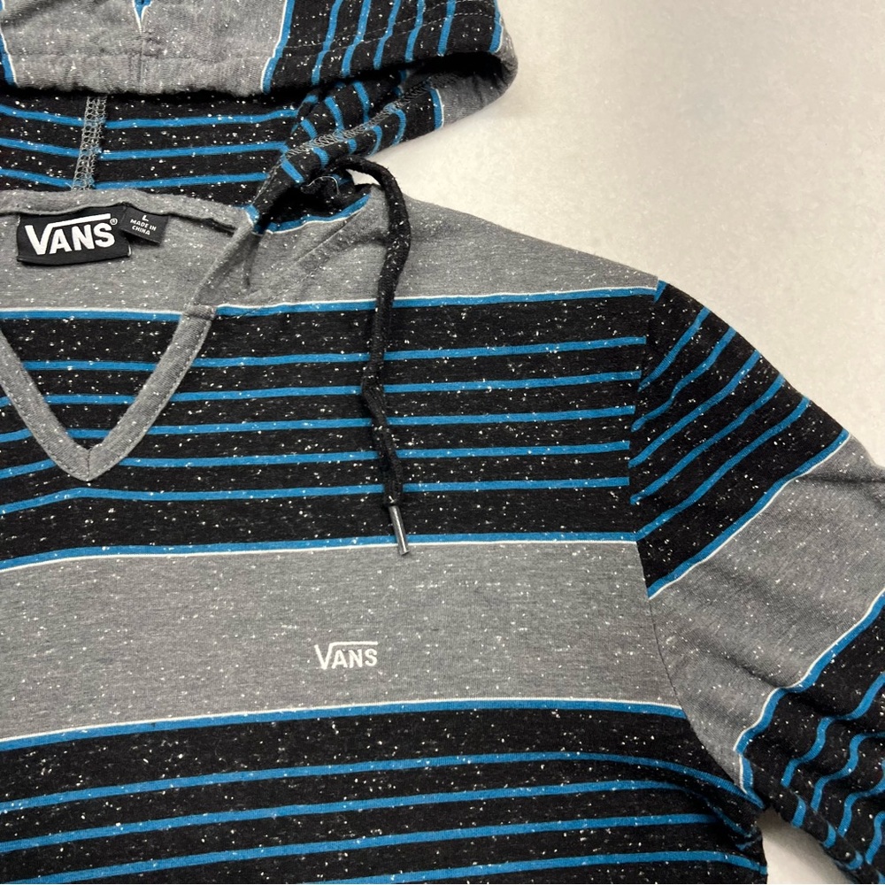 Vans Men's Gray and Blue Striped Hoodie - Picture 2 of 11